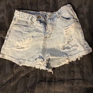 Light blue ripped Jean shorts